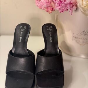 Naked Wolfe Black Leather Mules